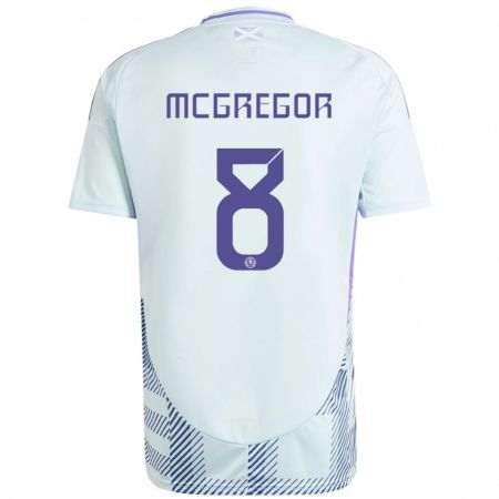 Kandiny Herren Schottland Callum Mcgregor #8 Helles Mintblau Auswärtstrikot Trikot 24-26 T-Shirt