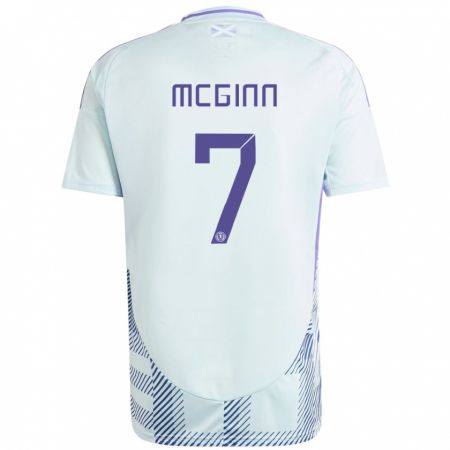 Kandiny Herren Schottland John Mcginn #7 Helles Mintblau Auswärtstrikot Trikot 24-26 T-Shirt