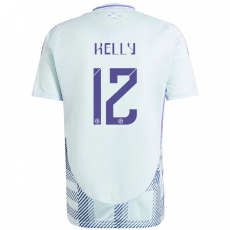 Kandiny Herren Schottland Liam Kelly #12 Helles Mintblau Auswärtstrikot Trikot 24-26 T-Shirt