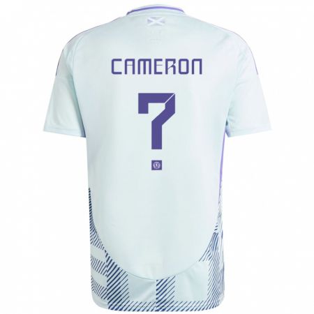 Kandiny Herren Schottland Lyall Cameron #0 Helles Mintblau Auswärtstrikot Trikot 24-26 T-Shirt