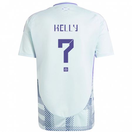 Kandiny Herren Schottland Daniel Kelly #0 Helles Mintblau Auswärtstrikot Trikot 24-26 T-Shirt