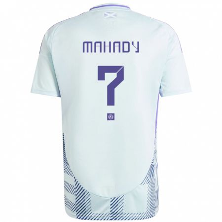 Kandiny Herren Schottland Rory Mahady #0 Helles Mintblau Auswärtstrikot Trikot 24-26 T-Shirt