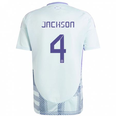 Kandiny Herren Schottland Louis Jackson #4 Helles Mintblau Auswärtstrikot Trikot 24-26 T-Shirt