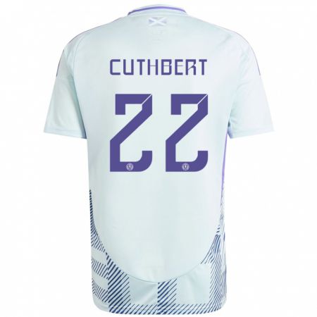 Kandiny Herren Schottland Erin Cuthbert #22 Helles Mintblau Auswärtstrikot Trikot 24-26 T-Shirt