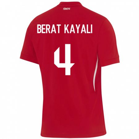 Kandiny Herren Türkei Hasan Berat Kayalı #4 Rot Auswärtstrikot Trikot 24-26 T-Shirt