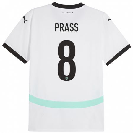 Kandiny Herren Österreich Alexander Prass #8 Weiß Auswärtstrikot Trikot 24-26 T-Shirt