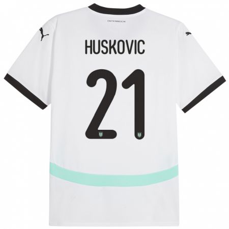 Kandiny Herren Österreich Muharem Huskovic #21 Weiß Auswärtstrikot Trikot 24-26 T-Shirt
