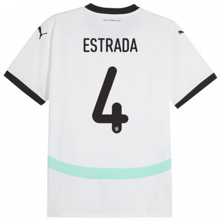 Kandiny Herren Österreich Pascal Estrada #4 Weiß Auswärtstrikot Trikot 24-26 T-Shirt