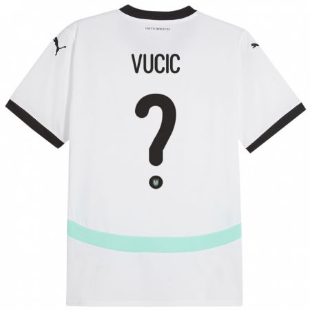 Kandiny Herren Österreich Romeo Vucic #0 Weiß Auswärtstrikot Trikot 24-26 T-Shirt