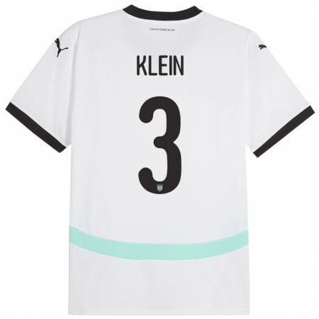 Kandiny Herren Österreich Jennifer Klein #3 Weiß Auswärtstrikot Trikot 24-26 T-Shirt