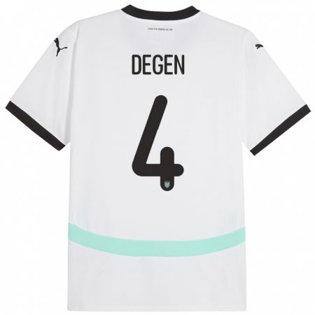 Kandiny Herren Österreich Celina Degen #4 Weiß Auswärtstrikot Trikot 24-26 T-Shirt