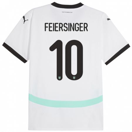 Kandiny Herren Österreich Laura Feiersinger #10 Weiß Auswärtstrikot Trikot 24-26 T-Shirt