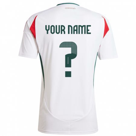 Kandiny Herren Ungarn Ihren Namen #0 Weiß Auswärtstrikot Trikot 24-26 T-Shirt