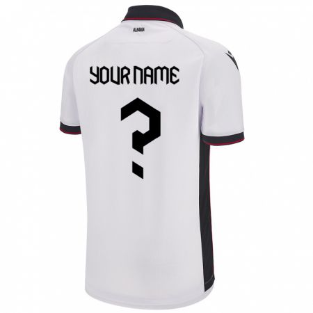 Kandiny Herren Albanien Ihren Namen #0 Weiß Auswärtstrikot Trikot 24-26 T-Shirt
