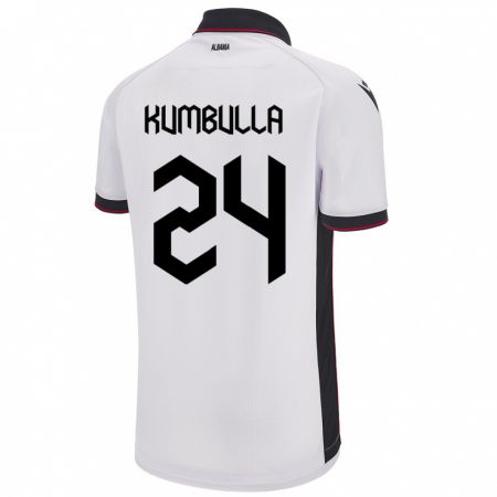 Kandiny Herren Albanien Marash Kumbulla #24 Weiß Auswärtstrikot Trikot 24-26 T-Shirt