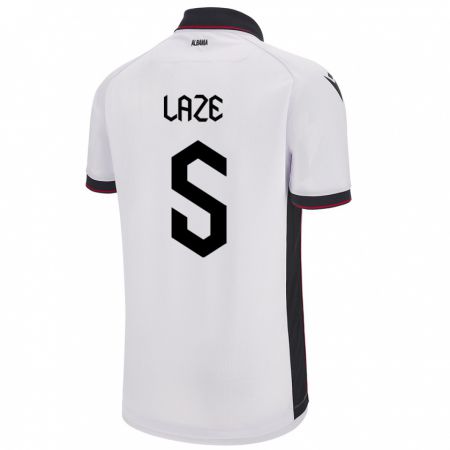 Kandiny Herren Albanien Jetmir Laze #5 Weiß Auswärtstrikot Trikot 24-26 T-Shirt