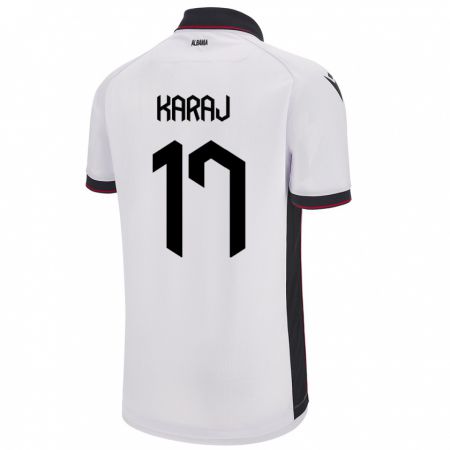Kandiny Herren Albanien Eraldo Karaj #17 Weiß Auswärtstrikot Trikot 24-26 T-Shirt