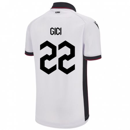 Kandiny Herren Albanien Matias Gici #22 Weiß Auswärtstrikot Trikot 24-26 T-Shirt