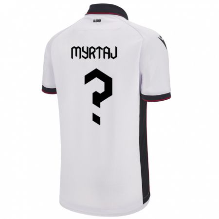 Kandiny Herren Albanien Leon Myrtaj #0 Weiß Auswärtstrikot Trikot 24-26 T-Shirt