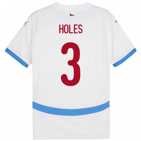 Kandiny Herren Tschechien Tomas Holes #3 Weiß Auswärtstrikot Trikot 24-26 T-Shirt
