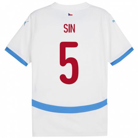 Kandiny Herren Tschechien Matej Sin #5 Weiß Auswärtstrikot Trikot 24-26 T-Shirt