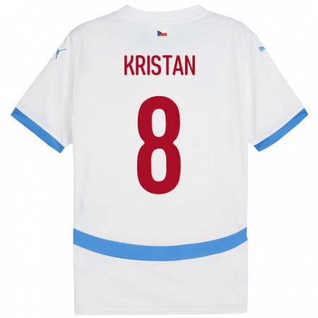 Kandiny Herren Tschechien Jakub Kristan #8 Weiß Auswärtstrikot Trikot 24-26 T-Shirt