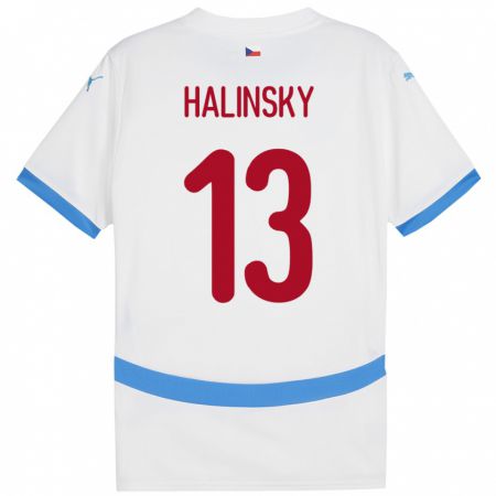 Kandiny Herren Tschechien Denis Halinsky #13 Weiß Auswärtstrikot Trikot 24-26 T-Shirt