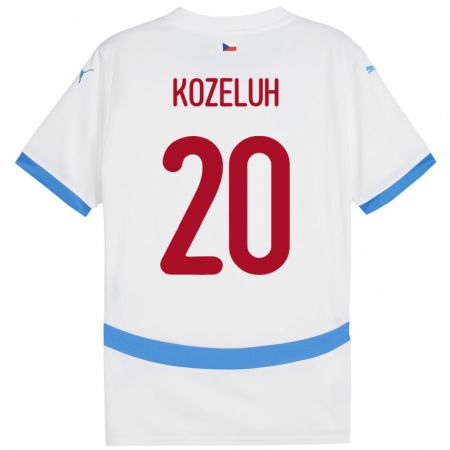 Kandiny Herren Tschechien Josef Kozeluh #20 Weiß Auswärtstrikot Trikot 24-26 T-Shirt