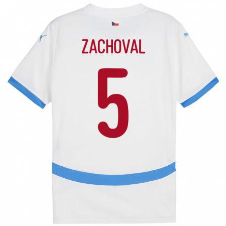 Kandiny Herren Tschechien Matej Zachoval #5 Weiß Auswärtstrikot Trikot 24-26 T-Shirt