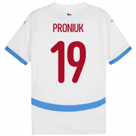 Kandiny Herren Tschechien Adam Proniuk #19 Weiß Auswärtstrikot Trikot 24-26 T-Shirt