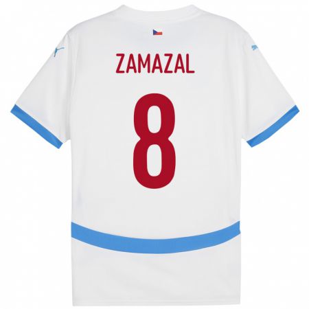 Kandiny Herren Tschechien Denis Zamazal #8 Weiß Auswärtstrikot Trikot 24-26 T-Shirt