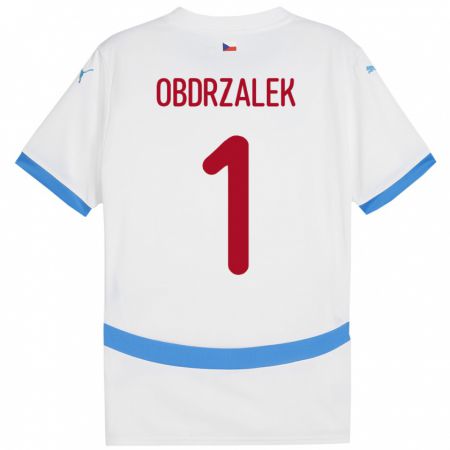 Kandiny Herren Tschechien Marek Obdrzalek #1 Weiß Auswärtstrikot Trikot 24-26 T-Shirt