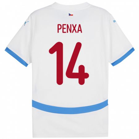 Kandiny Herren Tschechien Ondrej Penxa #14 Weiß Auswärtstrikot Trikot 24-26 T-Shirt