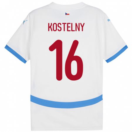 Kandiny Herren Tschechien Krystof Kostelny #16 Weiß Auswärtstrikot Trikot 24-26 T-Shirt