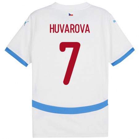 Kandiny Herren Tschechien Dominika Huvarová #7 Weiß Auswärtstrikot Trikot 24-26 T-Shirt