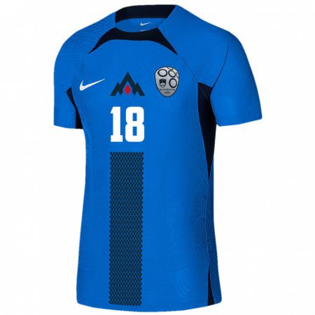 Kandiny Herren Slowenien Luka Mlakar #18 Blau Auswärtstrikot Trikot 24-26 T-Shirt