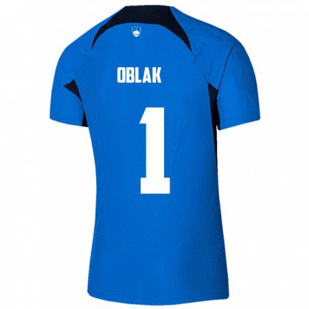 Kandiny Herren Slowenien Jan Oblak #1 Blau Auswärtstrikot Trikot 24-26 T-Shirt