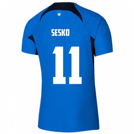 Kandiny Herren Slowenien Benjamin Sesko #11 Blau Auswärtstrikot Trikot 24-26 T-Shirt