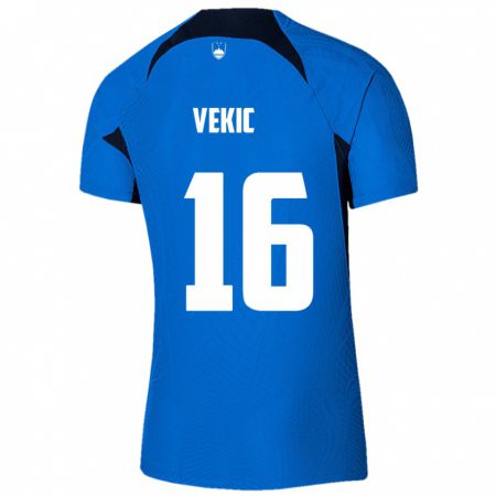 Kandiny Herren Slowenien Igor Vekic #16 Blau Auswärtstrikot Trikot 24-26 T-Shirt