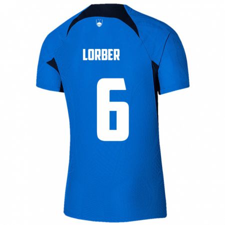 Kandiny Herren Slowenien Marcel Lorber #6 Blau Auswärtstrikot Trikot 24-26 T-Shirt