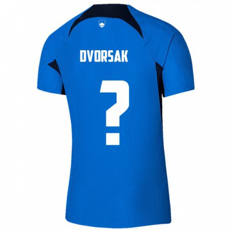 Kandiny Herren Slowenien Matej Dvorsak #0 Blau Auswärtstrikot Trikot 24-26 T-Shirt