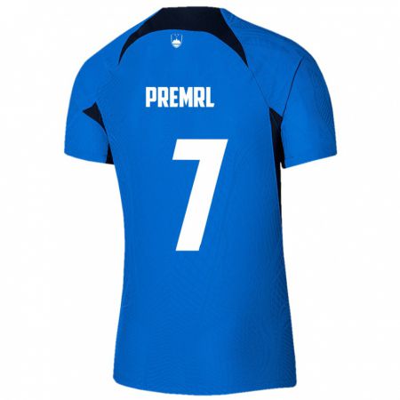 Kandiny Herren Slowenien Jaka Premrl #7 Blau Auswärtstrikot Trikot 24-26 T-Shirt