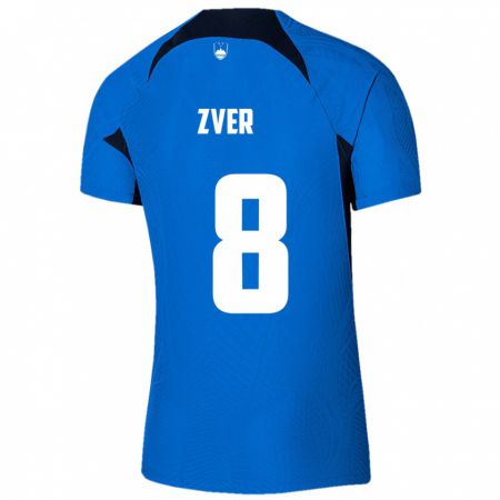 Kandiny Herren Slowenien Mateja Zver #8 Blau Auswärtstrikot Trikot 24-26 T-Shirt