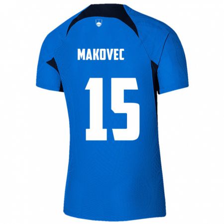 Kandiny Herren Slowenien Sara Makovec #15 Blau Auswärtstrikot Trikot 24-26 T-Shirt