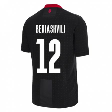 Kandiny Herren Georgien Giorgi Bediashvili #12 Schwarz Auswärtstrikot Trikot 24-26 T-Shirt