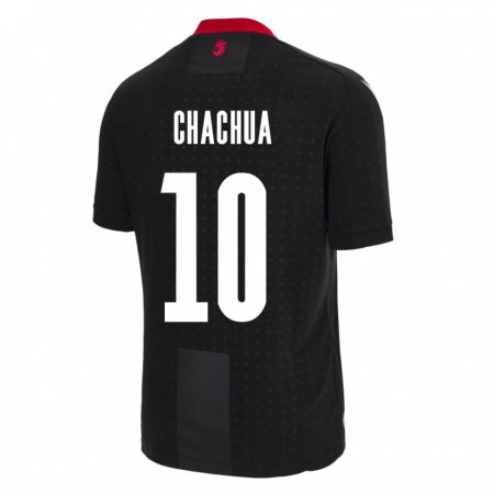 Kandiny Herren Georgien Giorgi Chachua #10 Schwarz Auswärtstrikot Trikot 24-26 T-Shirt
