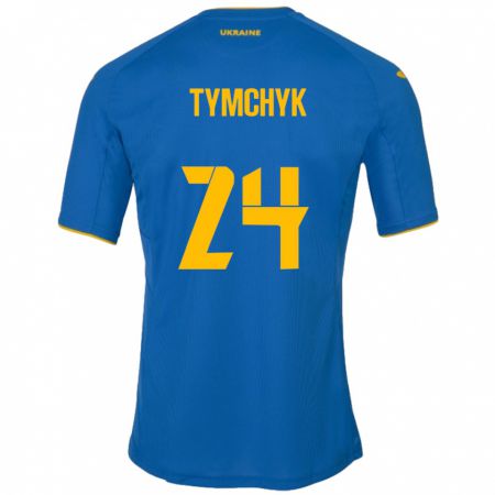 Kandiny Herren Ukraine Oleksandr Tymchyk #24 Blau Auswärtstrikot Trikot 24-26 T-Shirt