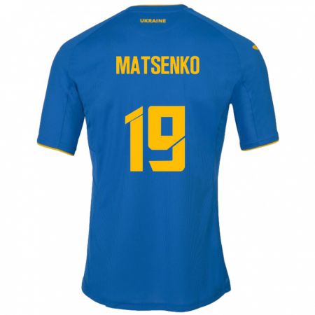 Kandiny Herren Ukraine Yegor Matsenko #19 Blau Auswärtstrikot Trikot 24-26 T-Shirt