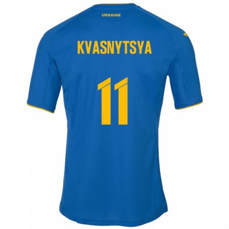 Kandiny Herren Ukraine Ilya Kvasnytsya #11 Blau Auswärtstrikot Trikot 24-26 T-Shirt