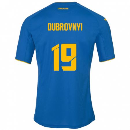 Kandiny Herren Ukraine Mykhaylo Dubrovnyi #19 Blau Auswärtstrikot Trikot 24-26 T-Shirt